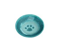 Purely Home Turquoise Paw Print Melamine Pet Saucer - Low Small Food Bowl For Cats