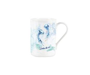 Purely Home Under The Sea Jellyfish Mug - Bone China Style White Mug Coffee/Tea Present Gift