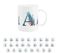 Purely Home Under the Sea Letter A Mug - Seaside Ocean Aquatic Gift - Tea/Coffee Bone China Cup Alphabet Present