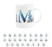 Purely Home Under the Sea Letter M Mug - Seaside Ocean Aquatic Gift - Tea/Coffee Bone China Cup Alphabet Present