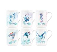 Purely Home Under The Sea Mugs Set - Sea Life Aquarium Themed Drinkware Present - Bone China Tea/Coffee Drinks Gift Cup Set of 6