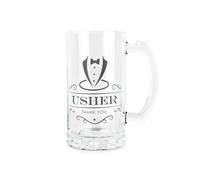 Purely Home Usher Glass Stein - Wedding Roles Drinks Glass Thank You Gift - 450Ml Drinking Cup/tankard With Handle Present