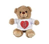 Purely Home Valentines Day Teddy Bear Letter G - Small Plush Toy Love Heart Couples Gift - Light Brown Stuffed Animal with Heart T-Shirt