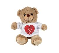 Purely Home Valentines Day Teddy Bear Letter Q - Small Plush Toy Love Heart Couples Gift - Light Brown Stuffed Animal with Heart T-Shirt