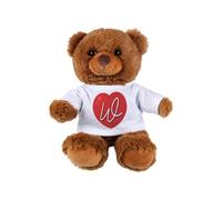 Purely Home Valentines Day Teddy Bear Letter W - Small Plush Toy Love Heart Couples Gift - Dark Brown Stuffed Animal with Heart T-Shirt