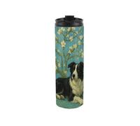 Purely Home Van Gogh Border Collie Travel Flask - Artwork Inspired Reusable 500Ml Stainless Steel Flask Mug Gift For Dog Lovers