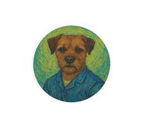 Purely Home Van Gogh Border Terrier Textured Glass Round Trivet - Small Kitchen Chopping Board