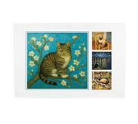 Purely Home Van Gogh Cats Tea Towel - Artwork Inspired Homeware Gift Panama Cotton Kitchen Dish Towel/Drying Cloth - 67cm x 45cm