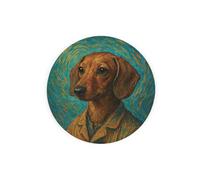 Purely Home Van Gogh Dachshund Textured Glass Round Trivet - Small Kitchen Chopping Board