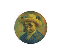 Purely Home Van Gogh French Bulldog Textured Glass Round Trivet - Small Kitchen Chopping Board