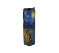 Purely Home Van Gogh German Shepherd Travel Flask - Artwork Inspired Reusable 500Ml Stainless Steel Flask Mug Gift For Dog Lovers
