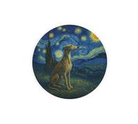 Purely Home Van Gogh Greyhound Textured Glass Round Trivet - Small Kitchen Chopping Board
