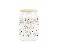 Purely Home Veg Patch Rabbits Ceramic Decaf Canister - Bunnies In The Vegetable Allotment Kitchen Storage Container & Wooden Lid 600Ml