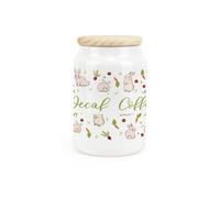 Purely Home Veg Patch Rabbits Ceramic Decaf Coffee Canister - Bunnies In The Vegetable Allotment Kitchen Storage Container & Wooden Lid 600Ml