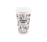 Purely Home Vet Nurse Ceramic Travel Mug - Humorous Veterinary Animal Novelty Gift/present - Double-Walled Insulated Hot/cold Drink Flask Cup