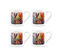 Purely Home Vibrant Hare Bone China Mugs - Set Of 4