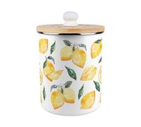 Purely Home Vibrant Lemons Food Waste Caddy - Enamel 2L Kitchen Compost Bin