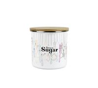 Purely Home Vintage Cutlery Brown Sugar Canister - White Metal Enamel Medium Sized Kitchen Food Storage Container