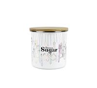 Purely Home Vintage Cutlery Brown Sugar Canister - White Metal Enamel Medium Sized Kitchen Food Storage Container