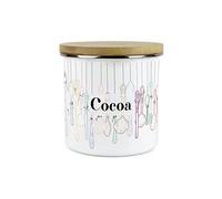 Purely Home Vintage Cutlery Cocoa Storage Canister - White Metal Enamel Kitchen Food Storage Container