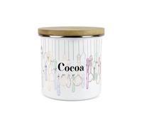 Purely Home Vintage Cutlery Cocoa Storage Canister - White Metal Enamel Kitchen Food Storage Container
