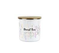 Purely Home Vintage Cutlery Decaf Tea Canister - White Metal Enamel Medium Sized Kitchen Food Storage Container