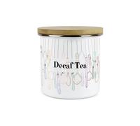 Purely Home Vintage Cutlery Decaf Tea Storage Canister - White Metal Enamel Kitchen Food Storage Container