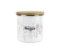 Purely Home Vintage Cutlery Demerara Sugar Storage Canister - White Metal Enamel Kitchen Food Storage Container