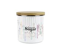 Purely Home Vintage Cutlery Demerara Sugar Storage Canister - White Metal Enamel Kitchen Food Storage Container