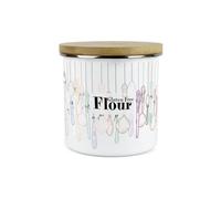 Purely Home Vintage Cutlery Gluten Free Flour Storage Canister - White Metal Enamel Kitchen Food Storage Container