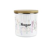 Purely Home Vintage Cutlery Sugar Storage Canister - White Metal Enamel Kitchen Food Storage Container