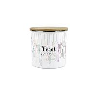 Purely Home Vintage Cutlery Yeast Canister - White Metal Enamel Medium Sized Kitchen Food Storage Container