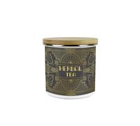 Purely Home Vintage Glamour Herbal Tea Canister - Gold & Charcoal Décor Gifts - Medium Metal Enamel Kitchen Hot Drinks Storage Container 600Ml