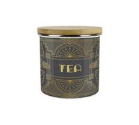 Purely Home Vintage Glamour Tea Storage Canister - Retro Art Deco Hollywood Interiors - Gold & Charcoal 1.2L Enamel Kitchen Storage Container
