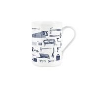 Purely Home Vintage Hobbies Range - Carpentry Tools Themed Mug - Fine Bone China Style White Mug Coffee/Tea Gift