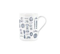 Purely Home Vintage Hobbies Range - Knitting Themed Mug - Fine Bone China Style White Mug Coffee/Tea Gift