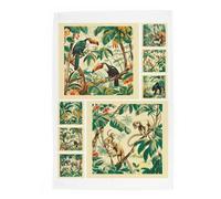 Purely Home Vintage Jungle Animals Tea Towel - Panama Cotton Kitchen Gift For Animal Lovers