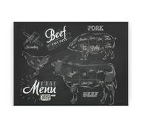Purely Home Vintage Meats Butcher Chef Gift - Textured Kitchen Chopping Board Worktop Saver