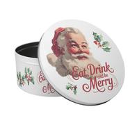 Purely Home Vintage Santa Claus Cake Tin - Festive Kitchen Bakeware Gifts For Xmas - Round Metal Storage Container For Baking 23 X 10Cm