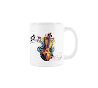 Purely Home Violin Mug - Colourful Musical String Instrument Abstract White Tea Coffee Gift Present Mug