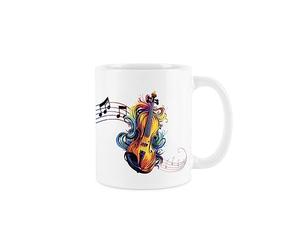 Purely Home Violin Mug - Colourful Musical String Instrument Abstract White Tea Coffee Gift Present Mug