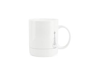 Purely Home Violin Mug - Musical Instrument Line Drawn Mug - Bone China White Coffee Tea Present Gift