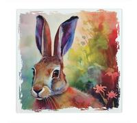 Purely Home Vivid Hare Large Square Worktop Protector - Smooth Glass Chopping Board