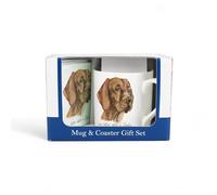 Purely Home Vizsla Mug & Coaster Gift Set - Lifes Better with a Vizsla by Rhiannon Chauncey - Bone China Mug and Glass Coaster Set - Tea/Coffee Present for Dog Lovers