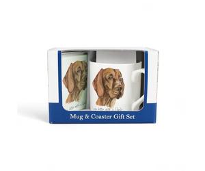 Purely Home Vizsla Mug & Coaster Gift Set - Lifes Better with a Vizsla by Rhiannon Chauncey - Bone China Mug and Glass Coaster Set - Tea/Coffee Present for Dog Lovers