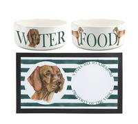 Purely Home Vizsla Pet Mat, Food & Water Bowl Set