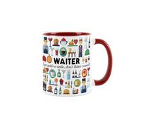 Purely Home Waiter Mug - Humorous Dinner Service Hospitality Themed Novelty Gifts - Tea/coffee Hot Drinks Red Ceramic Cup Present