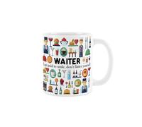 Purely Home Waiter Mug - Humorous Dinner Service Hospitality Themed Novelty Gifts - Tea/coffee Hot Drinks White Ceramic Cup Present