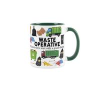 Purely Home Waste Operative Mug - Humorous Bin Man Worker Funny Novelty Gift - Tea/coffee Hot Drinks Green Ceramic Cup Present