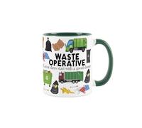 Purely Home Waste Operative Mug - Humorous Bin Man Worker Funny Novelty Gift - Tea/Coffee Hot Drinks Green Ceramic Cup Present